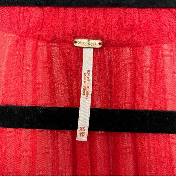 Free people red embroidered sleeveless duster button front dress XS - Picture 5 of 12